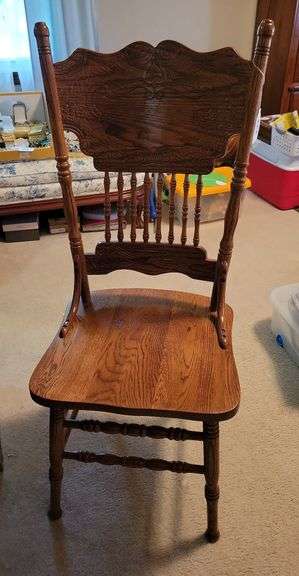 High Back Spindle Oak Chair  19 x 43 x 20 image