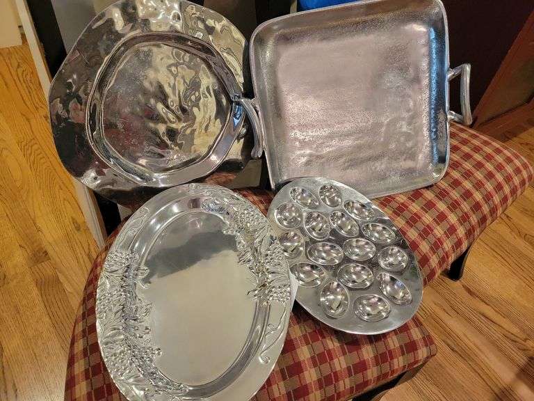 Silver Metal Platters, Deviled Egg Tray image
