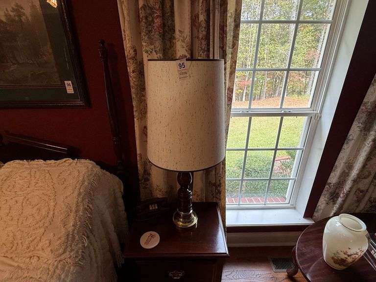 Two Wood & Brass Lamps image