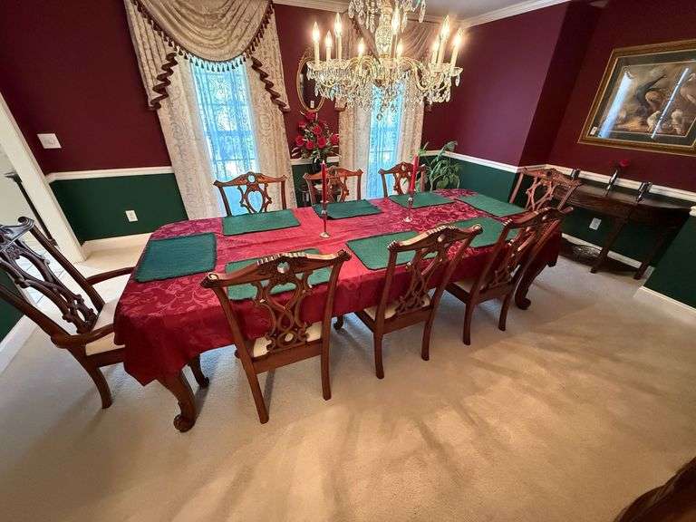 Dining Room Table, 8 Chairs, and Table Pad image