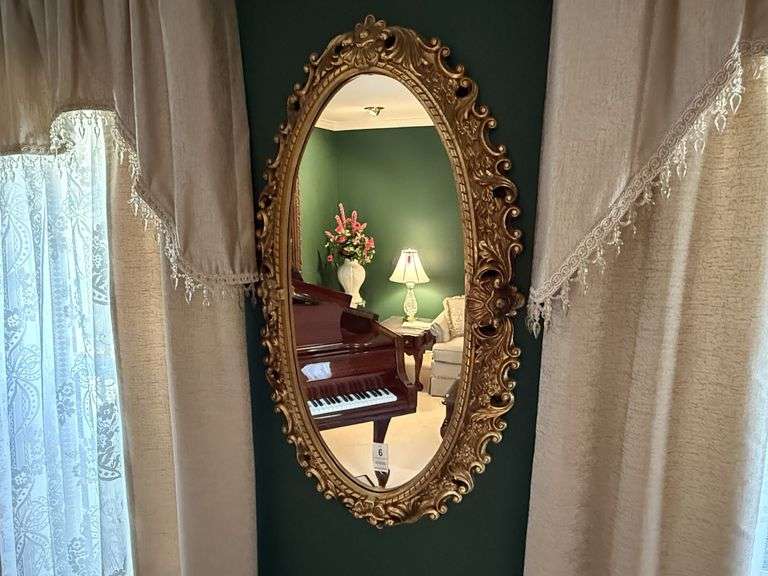 Oval Mirror with Gold Tone Frame image