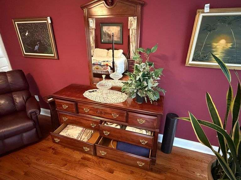 Chest, Mirror, Nightstand, Contents image