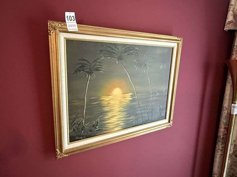 Sunset/Palm Tree Painting - 24" x 33" image