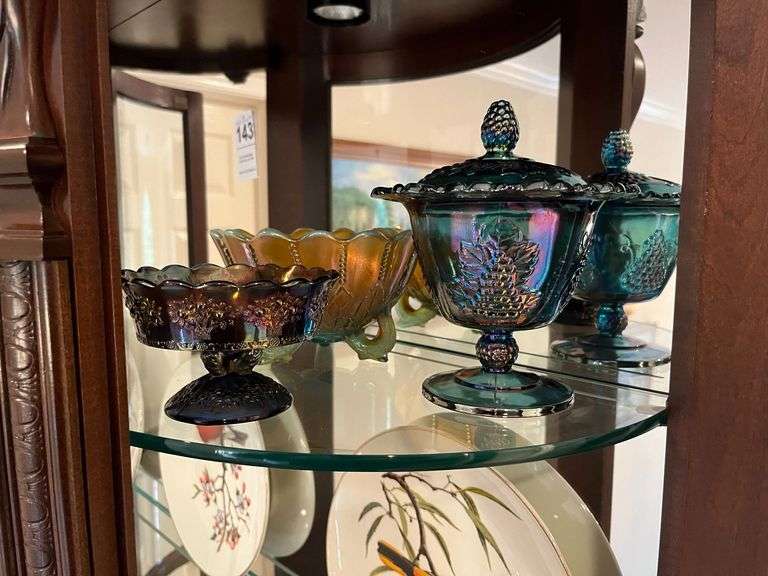 Top Shelf of Display Cabinet - Carnival Glass image