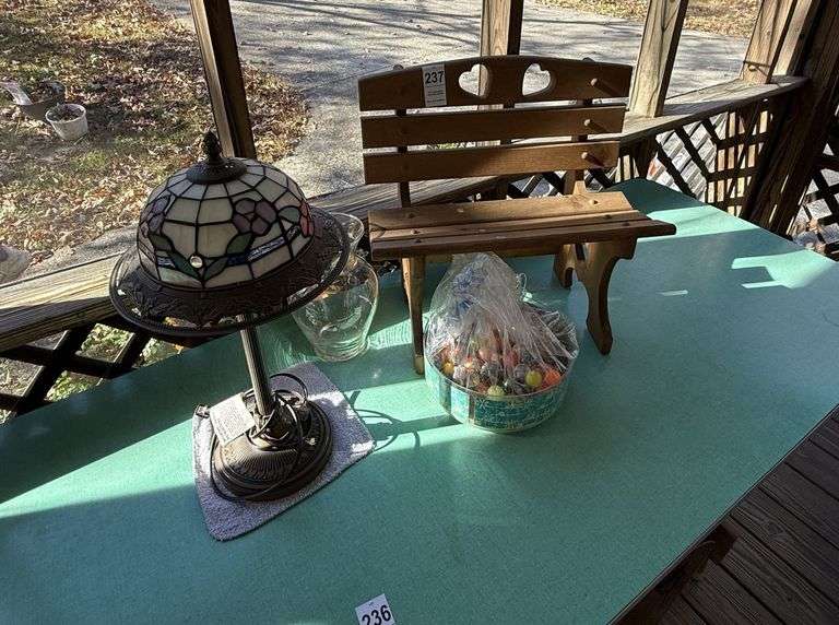 Small Bench, Lamp, Misc. on Table image