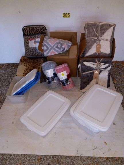 Bed Spread, Blankets, Plastic Totes image