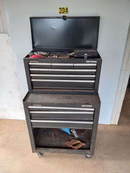 Black Craftsman Tool Chest w/Wheels - 27" L x 18" W x 48" H - Includes Lots of Tools - See Pictures image