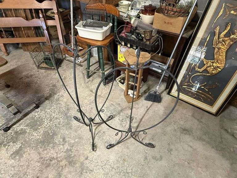 Two Wrought Iron Plant Stands image