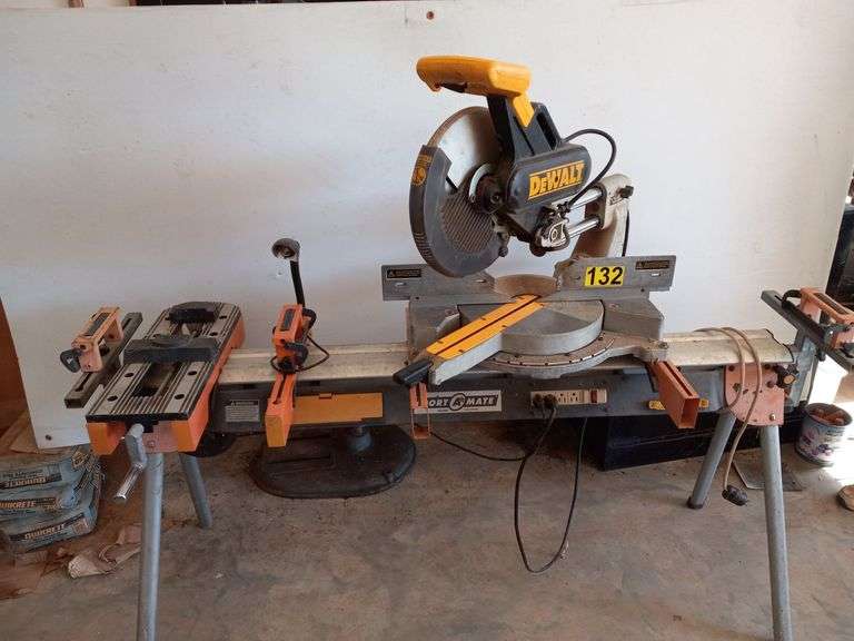DeWalt Compound Miter Saw 12" w/Extensions, Port a Mate Stand, Vise, Work Light image