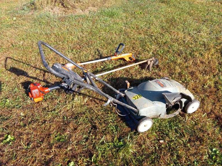 Electric Black & Decker Push Mower, Shindaiwa Weedeater, Black & Decker Cordless Weedeater - No Battery, No Charger image