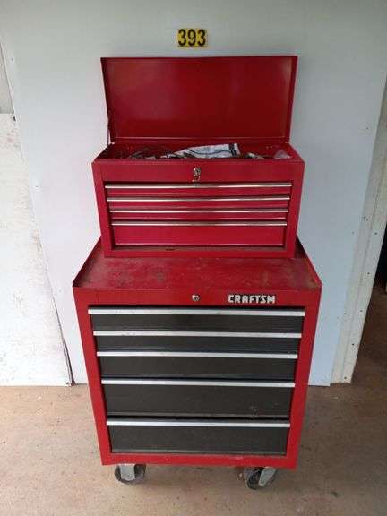 Red Craftsman Tool Chest w/Wheels - 27" L x 18" W x 48" H - Includes Lots of Tools - See Pictures image