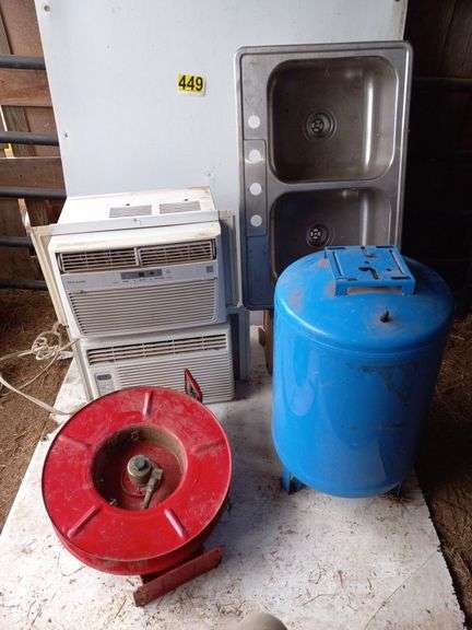 Two Air Conditioners, Sink, Air Hose Reel, Air Tank image
