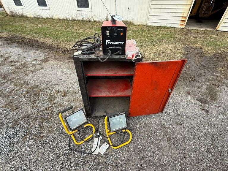 Tool Cabinet, Power Pro Arc Welder, Welding Rods, 2 Lights image