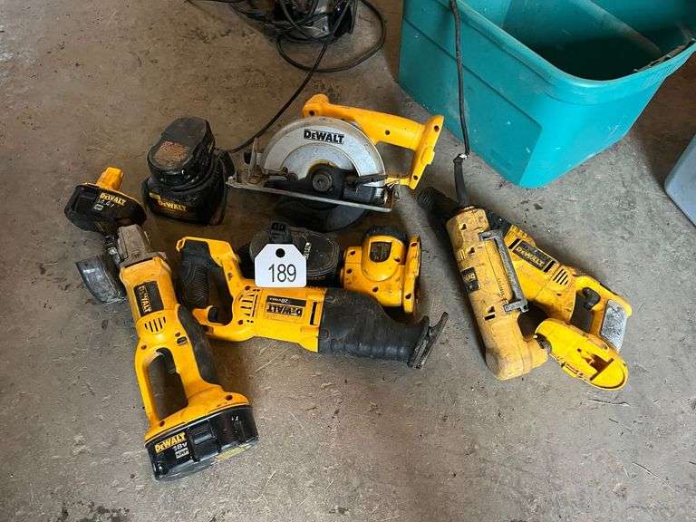 Assorted DeWalt Power Tools - Cordless & Corded - 4 Batteries, Charger image