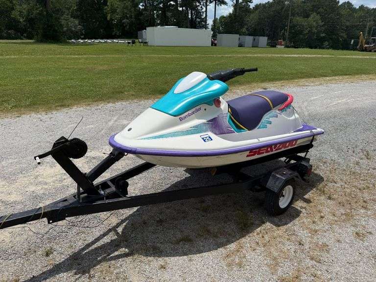 1994 Sea Doo Bombardier Jet Ski & Trailer - 2 seater - Has been changed over so you have to mix 2 cycle oil w/the gas, not automatic mixer