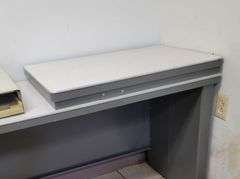 Side/Printer Metal Desk - 66" W x 18" D x 26" H - Platform attached on one side, Extra printer stand w/paper tray