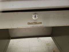 Vintage Shaw Walker Metal Tanker Desk - 59 1/2" W x 29 1/2" D x 31 1/2" H - Good condition