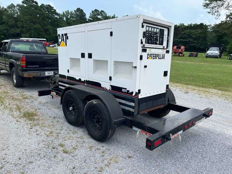 2002 CAT XQ75 KW Generator - Perkins diesel motor, 5281 hours, Electric start, Mounted on 2 axle trailer