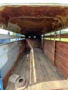 Blue Gooseneck Cattle Trailer - Cut gate, Sliding rear gate, Storage over hitch - Bill of Sale Only