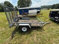 Blackhawk Single Axle Trailer 5'x8' - Drop down ramp, Metal galvanized wire, Good tires - Bill of Sale Only