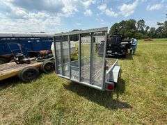 Blackhawk Single Axle Trailer 5'x8' - Drop down ramp, Metal galvanized wire, Good tires - Bill of Sale Only