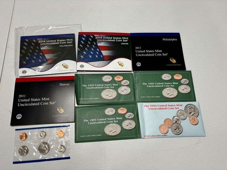 Uncirculated (2) 2014 U.S. Mint Sets, (2) 2011 U.S. Mint Sets, (3) 1993 U.S. Mint Sets, 1994 U.S. Mint Set, 1984 Mint Set image