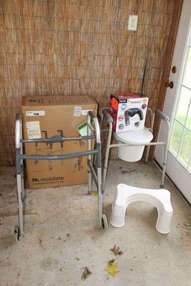 Mobilate Walker, Walker, Neck Massager, Welby Toilet Stool, and Potty Chair image