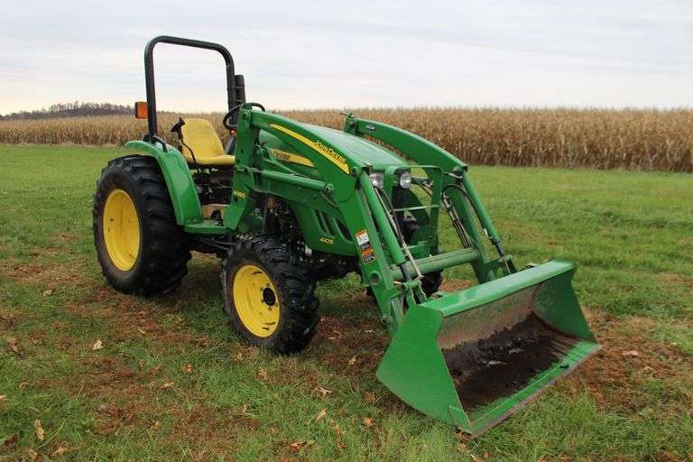 John Deere 4105 Tractor with H165 John Deere Front End Loader and Bucket image