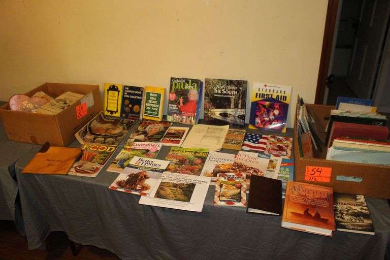 Bank of Irvine Bank Bag, Dictionaries, Sewing Books, Magazines, Cook Magazines, and Misc. Books image