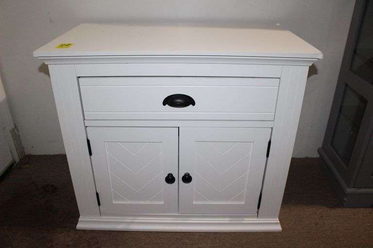 Single Drawer 2 Door White End Table image
