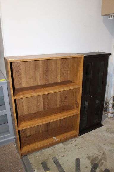 Walker Edison Media Storage Cabinet and 4 Tier Pressed Wood Shelf image