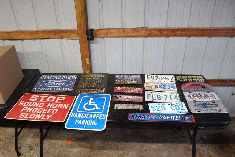 Handicap Parking Sign, Stop Sign, Chevrolet License Plates, Hunting Signs, KY License Plates, and Misc. Signs image