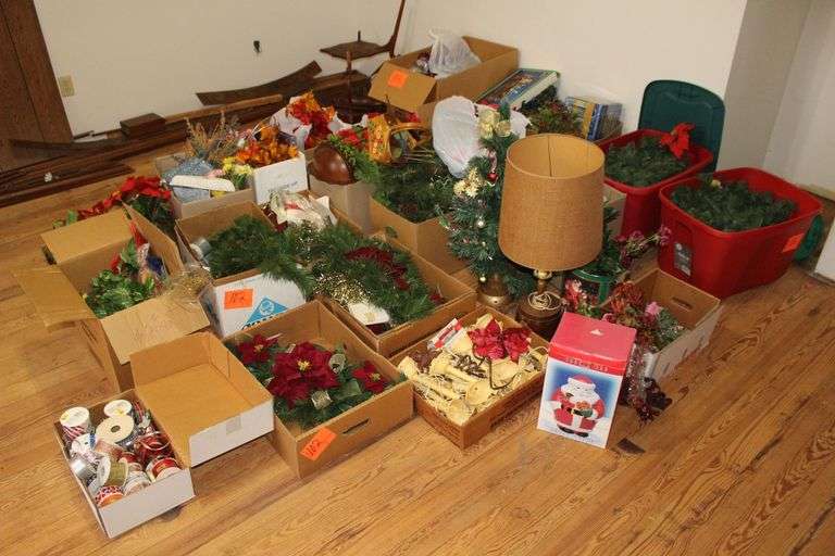 Artificial Flowers, Electric Candle Lights, Baskets, Ribbon, Artificial Ferns, Bows, Ornaments, and Misc. Holiday Decorations image