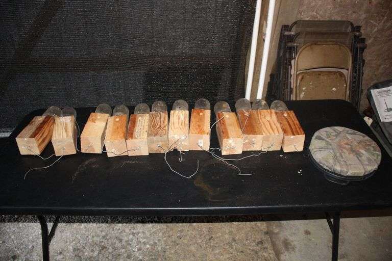 (12) Mason Jar Wood Bee Traps, and Bucket Top Seat Cushion image