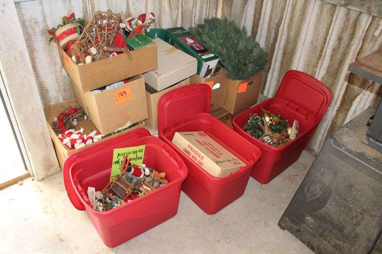 Wreaths, Figurines, Tree Pieces, Santa Decorations, Artificial Ferns, and Misc. Christmas Decorations image