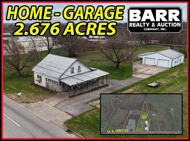 2.6 ACRES - US HWY 60 FRONTAGE - GARAGE - 1 ½ STORY HOME image