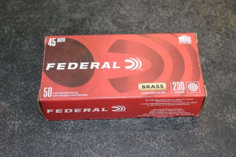 Federal 45 Auto 230 GR Brass Champion FMJ RN Cartridges image