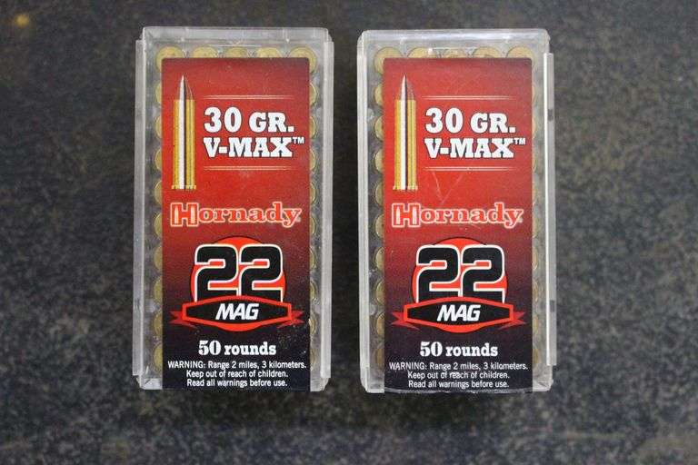 (2) Boxes of Hornady 30 gr VMAX 22 Mag image