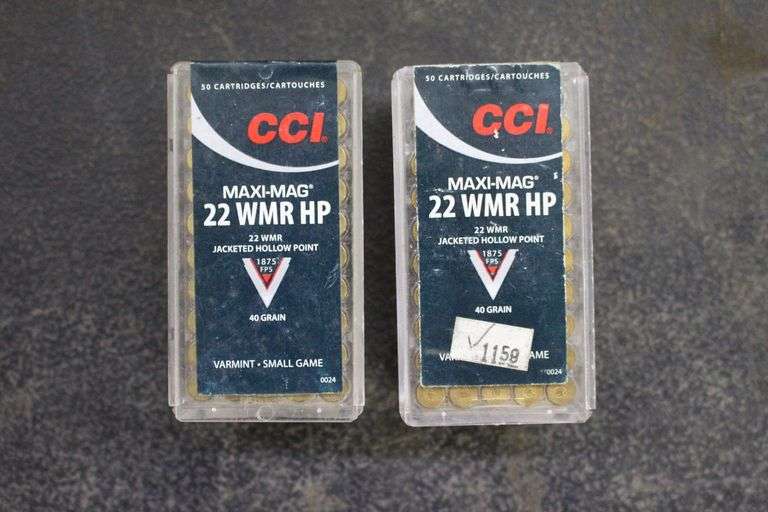 (2) Boxes of CCI MaxiMag 22 WMR HP Jacketed Hollow Point Cartridges image