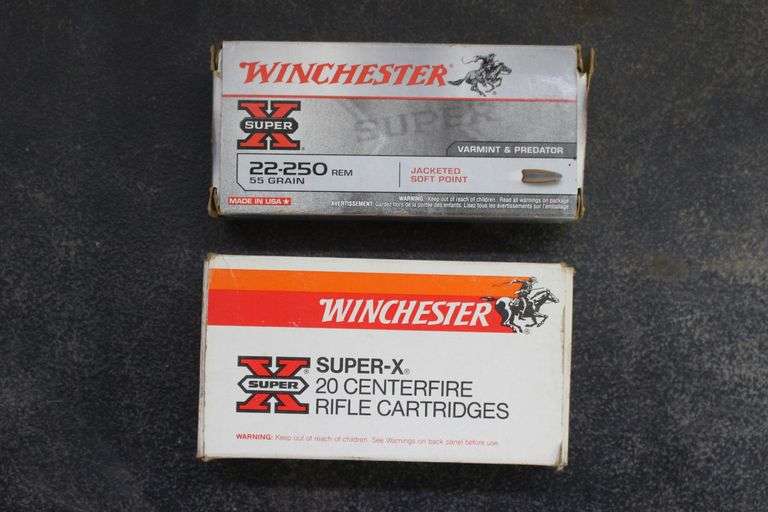 Winchester 22–250 Rem 55 GR jacked soft point cartridges, Winchester Super X 7MM Mauser 145 GR Power Point cartridges ￼ image