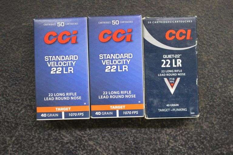 (2) Boxes of CCI Standard Velocity 22 LR 40 GR Lead Noise Round, CCI Quiet 22 22 LR Lead Round Nose 40 GR Cartridges image