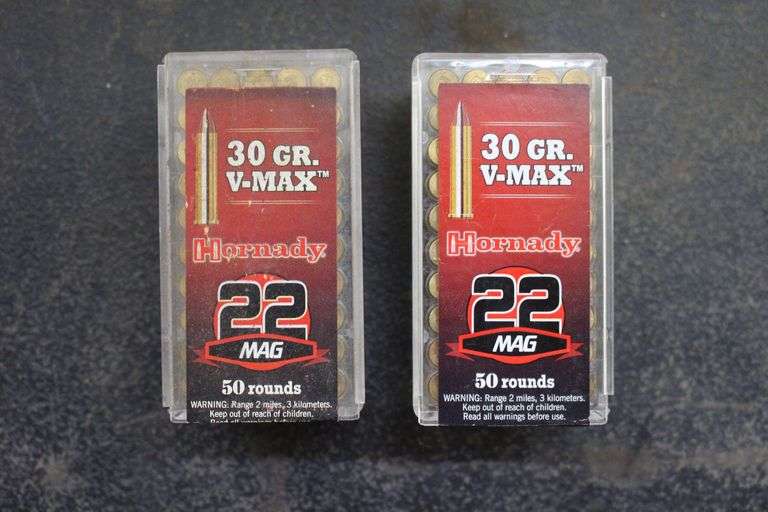 (2) Boxes of Hornady 30 gr VMAX 22 Mag image