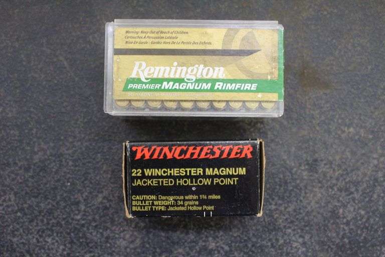 Remington 22 Win Mag 33 GR ACCUTIP-V Cartridges, Winchester 22 Mag 34 Gr Jacketed Hollow Point Rimfire Cartridges image
