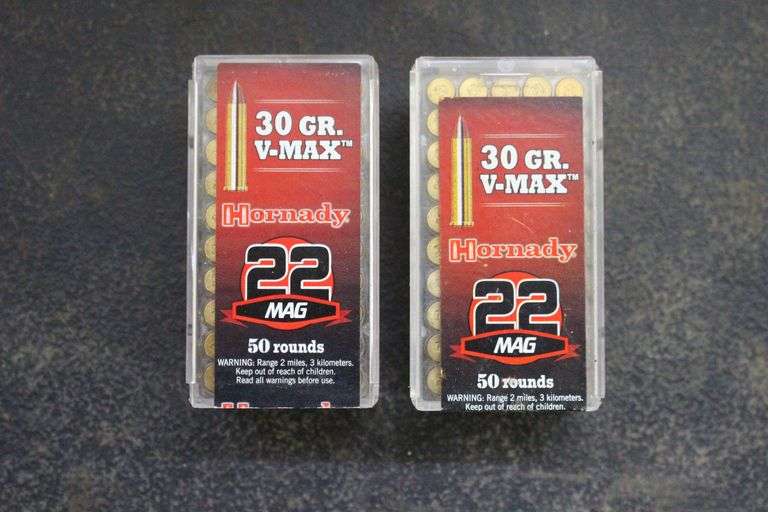 (2) Boxes of Hornady 30 gr VMAX 22 Mag image