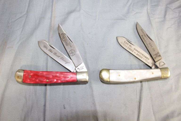 Troublesome Creek 100th Anniversary 1903-2003 Kentucky Basketball 2 Blade Pocket Knife and Tin Case and Coca-Cola "It's the Real Thing" Collectors Edition 2 Blade Pocket Knife image