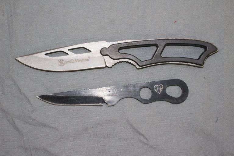 Buck BOS 860 Fixed Blade Knife and Case and Smith & Wesson Fixed Blade Knife and Case image