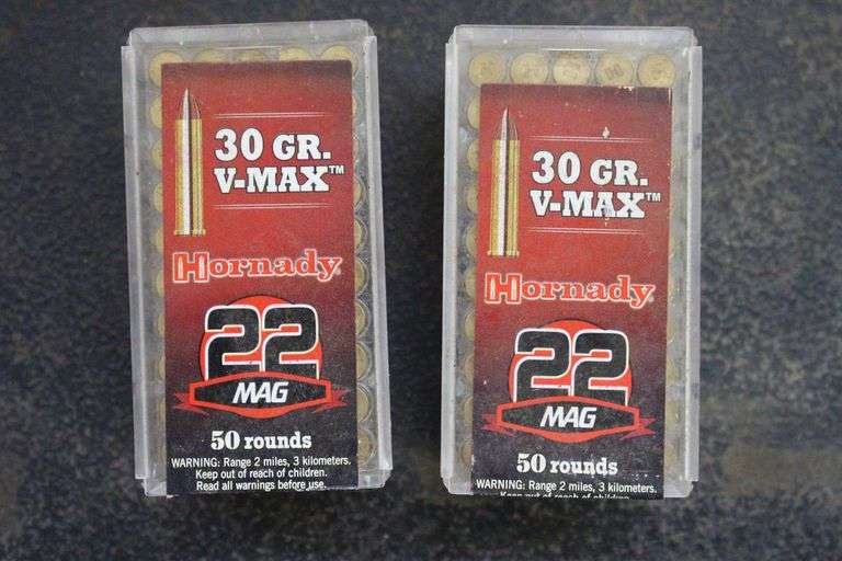 (2) Boxes of Hornady 30 gr VMAX 22 Mag image