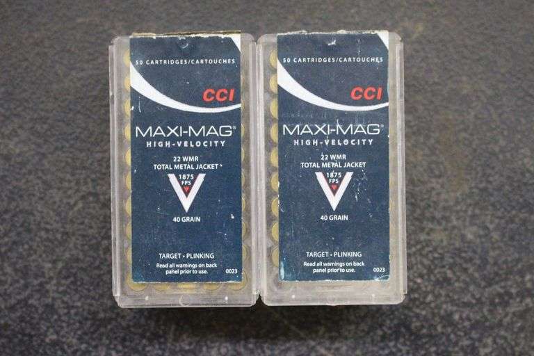 (2) Boxes of CCI MaxiMag 22 WMR HP Jacketed Hollow Point Cartridges image