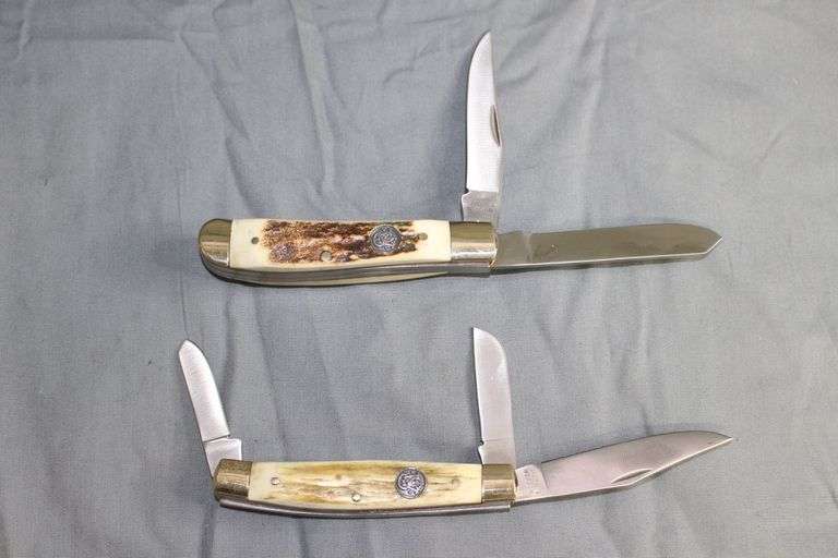 S.W.A.T Smith & Wesson Bullseye Small Stag CH502ST Trapper 2 Blade Pocket Knife, S.W.A.T Smith & Wesson Bullseye Small Stag CH504ST Stockman 3 Blade Pocket Knife image