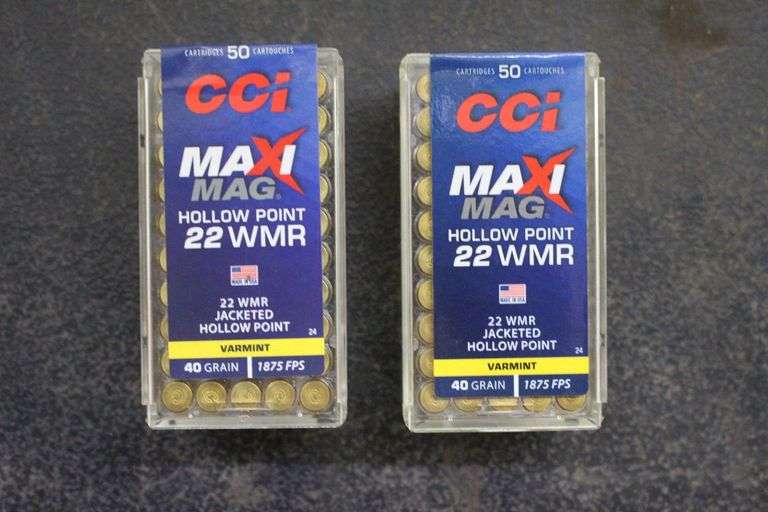 (2) Boxes of CCI MaxiMag Jacketed Hollow Point 22 WMR Cartridges image